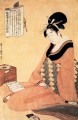 leyendo una carta Kitagawa Utamaro Ukiyo e Bijin ga